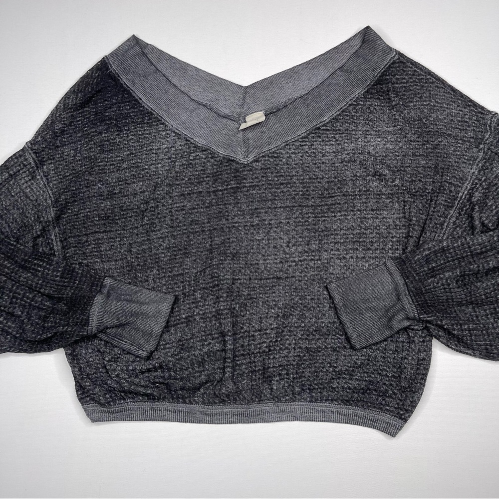 We the Free South Side Thermal Sweatshirt Waffle Black Festival Boho Burnout - Picture 4 of 13